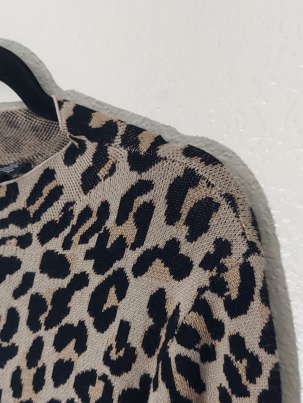NINA LEONARD Leopard Print Black/Beige Long Sleeve Sweater Dress WM Size L NWT - Picture 9 of 13